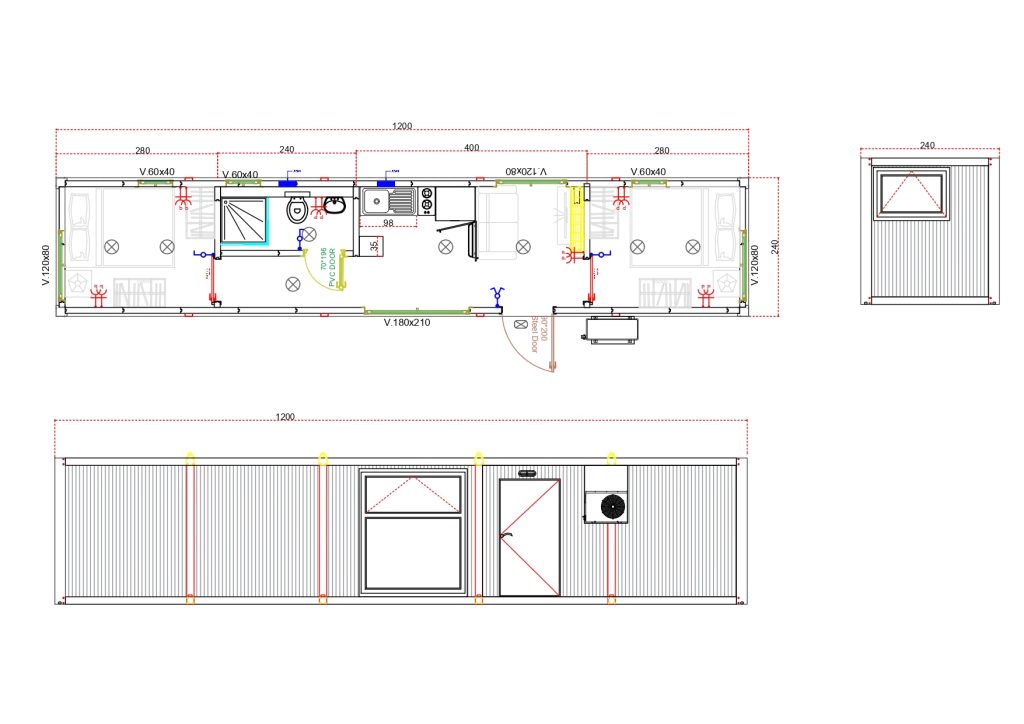 Personeelsunit 2,4 bij 12 meter