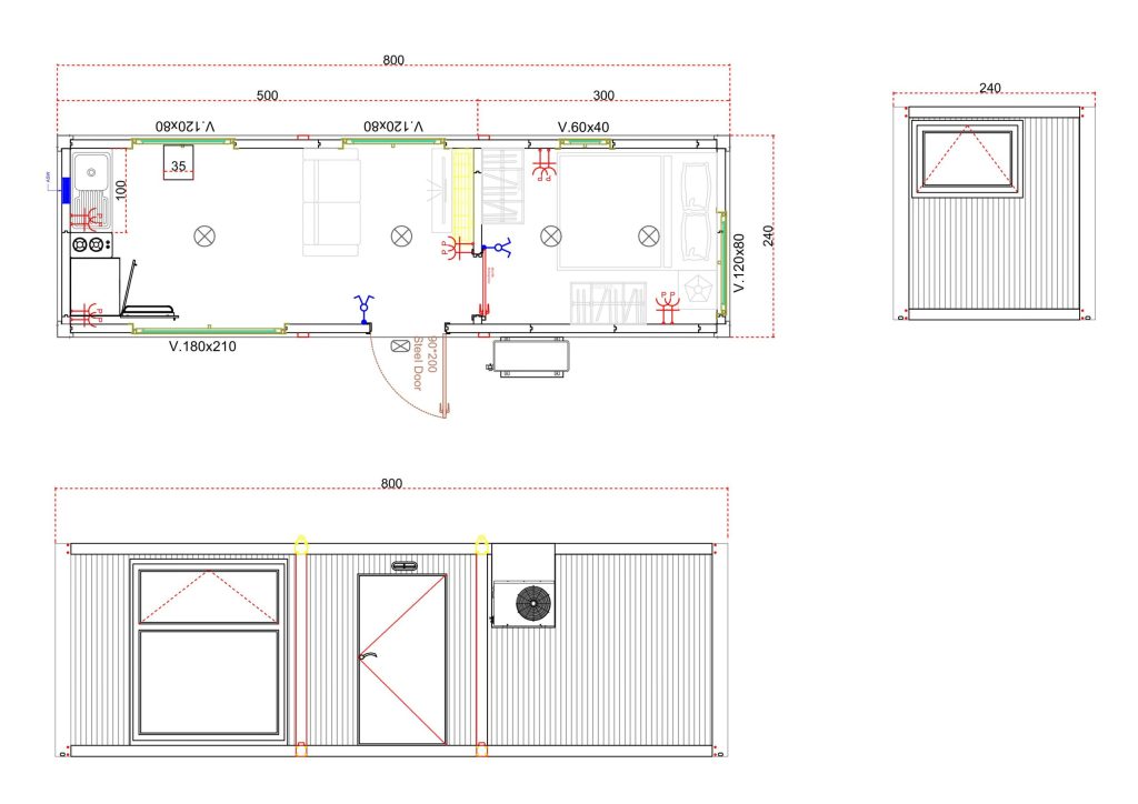 Personeelsunit 2,4 bij 8 meter